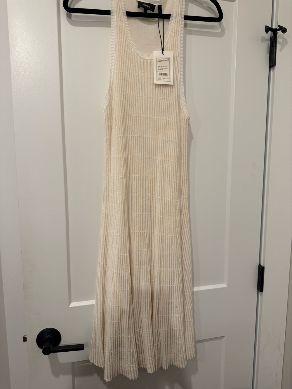 Theory Ribbed Knit Racerback Midi Dress - Cream